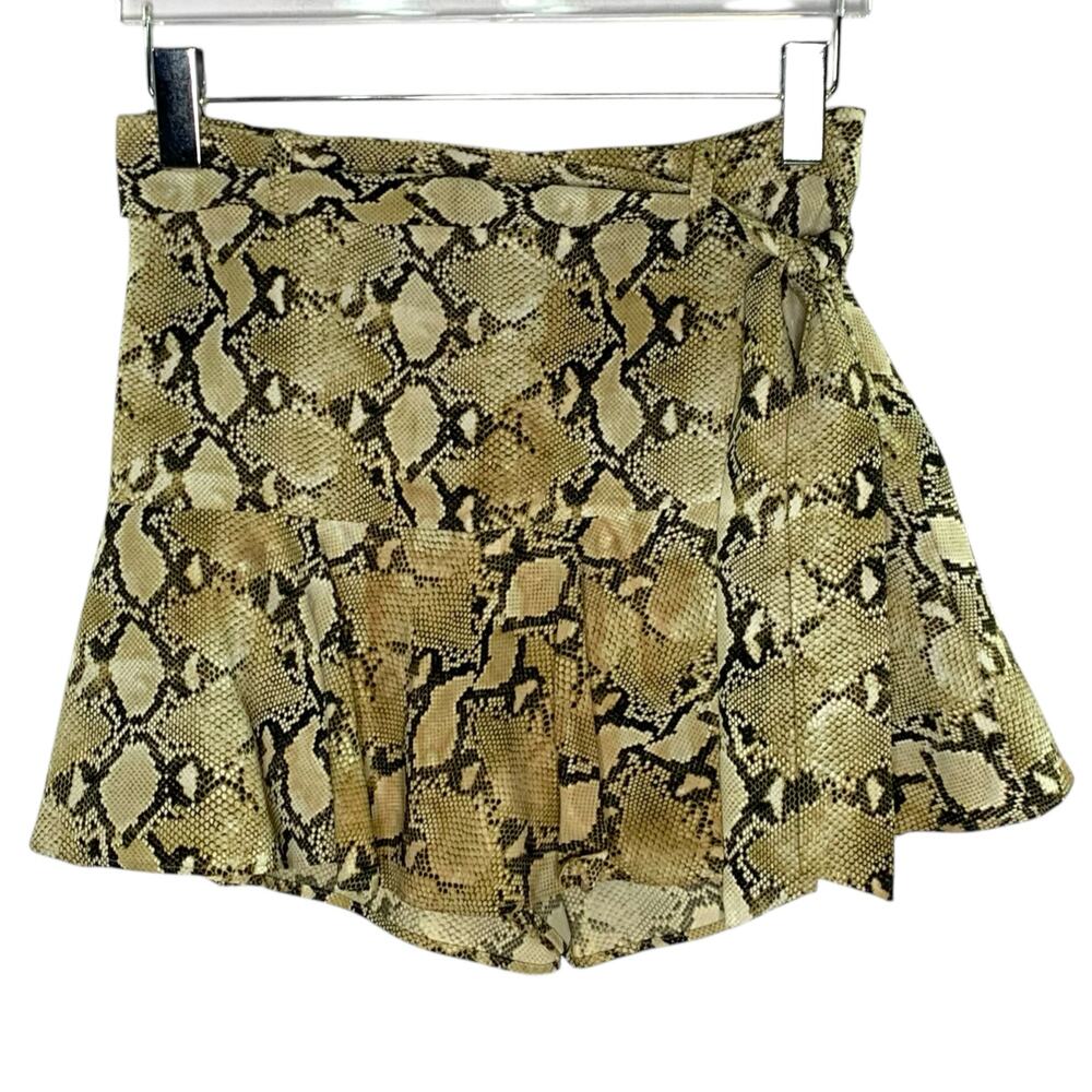 Zara M Womens Reptile Print Flare Skater Skort Side Tie Snake Python